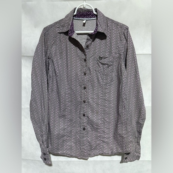 Cinch Tops - Cinch Womens M Button Down Western Shirt Long Sleeve Purple Geo Print MSW9165017
